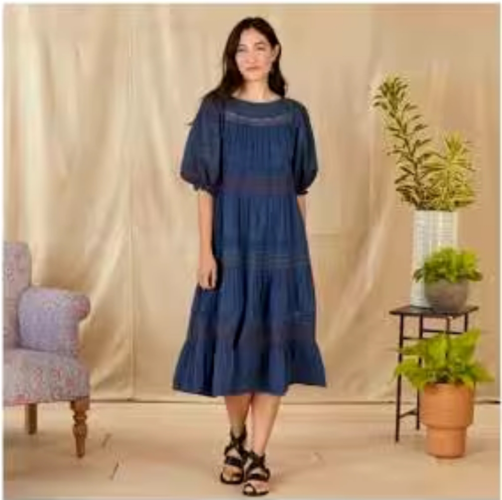Sundance Catalog Cara Belle Midi Dress Breezy Summer Travel Beach Boho MED